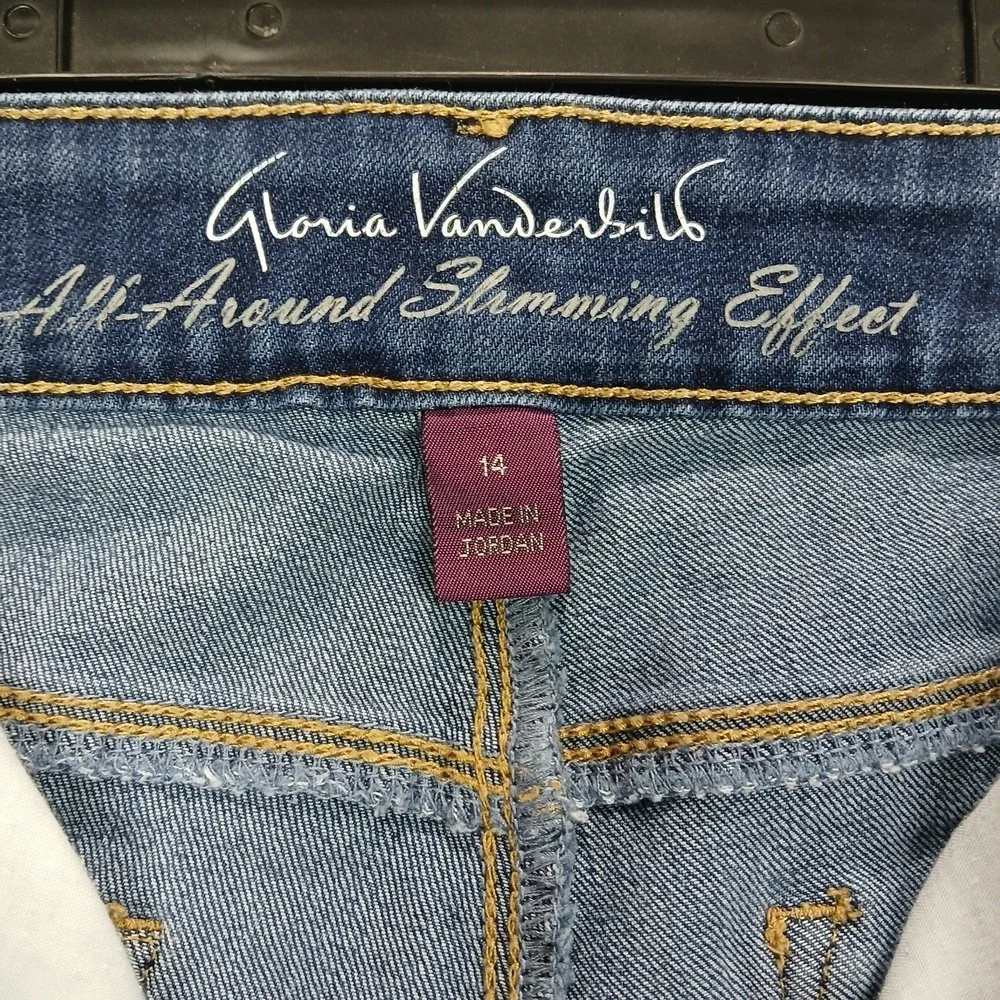 Gloria Vanderbilt Slimming Effect Jeans Womens 14 Blue Denim Stretch Slim Fit